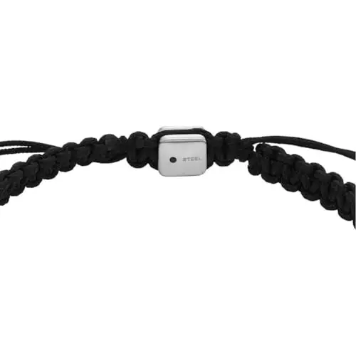 Fossil Bracciale da uomo, Bracciale in acciaio inossidabile e pelle con chiusura scorrevole, Nero miniatura 2