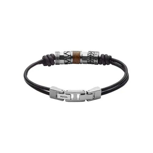Fossil Bracciale Da Uomo, Lunghezza: 20 + 1,5 Cm Bracciale In Acciaio Inossidabile Argento, JF84196040, Nero Carbone