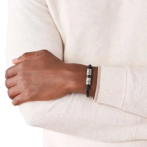 Fossil Bracciale Da Uomo, Lunghezza: 20 + 1, 5 Cm Bracciale In Acciaio Inossidabile Argento, JF84196040, Nero Carbone miniatura 2