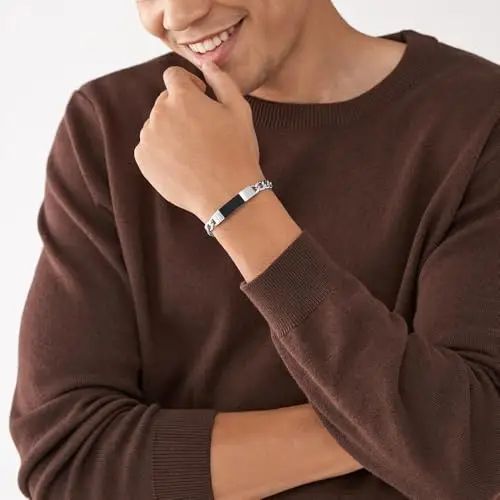 Fossil Bracciale Da Uomo, Lunghezza: 205 mm, Larghezza: 42 mm, Altezza: 9 mm Bracciale In Acciaio Inossidabile Argento miniatura 2