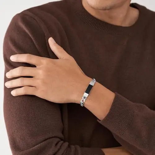 Fossil Bracciale Da Uomo, Lunghezza: 205 mm, Larghezza: 42 mm, Altezza: 9 mm Bracciale In Acciaio Inossidabile Argento miniatura 3