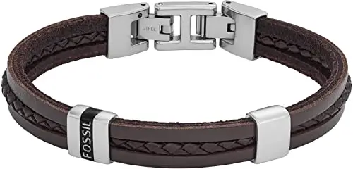 Fossil Bracciale Da Uomo, Lunghezza: 213 mm, Larghezza: 10,8 mm Bracciale In Pelle Marrone, JF04133040