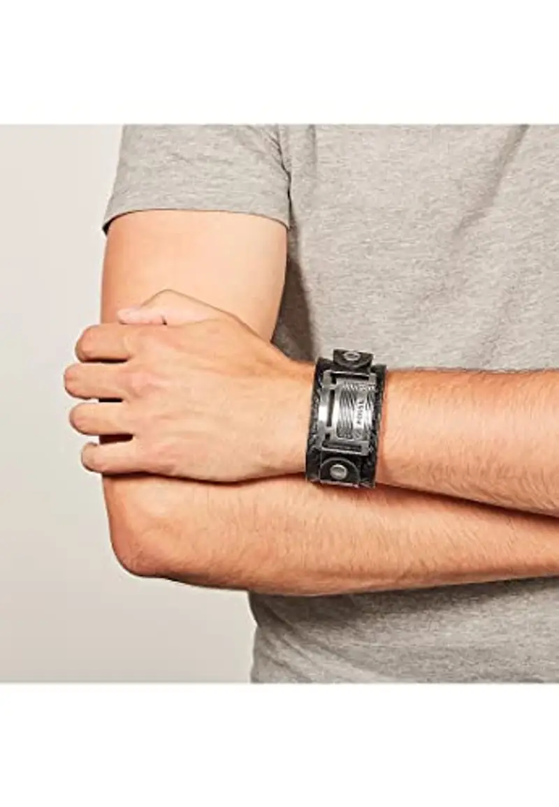 Fossil Bracciale Da Uomo, Lunghezza Totale: 242 mm, Larghezza Id: 29 mm Bracciale In Acciaio Inossidabile Nero miniatura 3