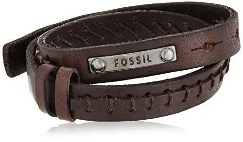 Fossil Bracciale Da Uomo Vintage Casual, Doppio Avvolgimento Lunghezza Totale: 480 mm Bracciale In Pelle Marrone miniatura 3
