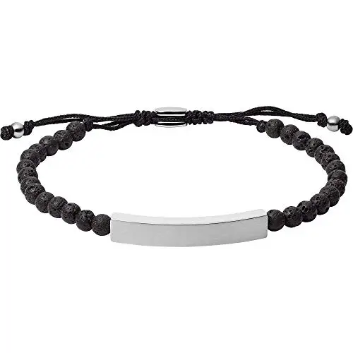 Fossil Bracciale Da Uomo Vintage Casual, Lunghezza Interna: 170mm ~ 250mm Nero Bracciale Semi