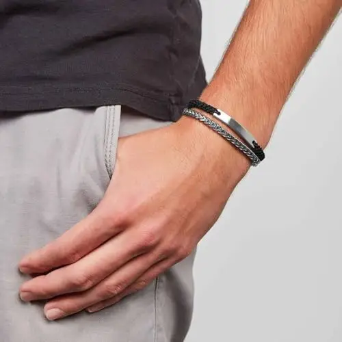 Fossil Bracciale Da Uomo Vintage Casual, Lunghezza Interna: 180 mm - 195 mm Bracciale In Acciaio Inossidabile Argento miniatura 2