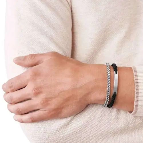 Fossil Bracciale Da Uomo Vintage Casual, Lunghezza Interna: 180 mm - 195 mm Bracciale In Acciaio Inossidabile Argento miniatura 3