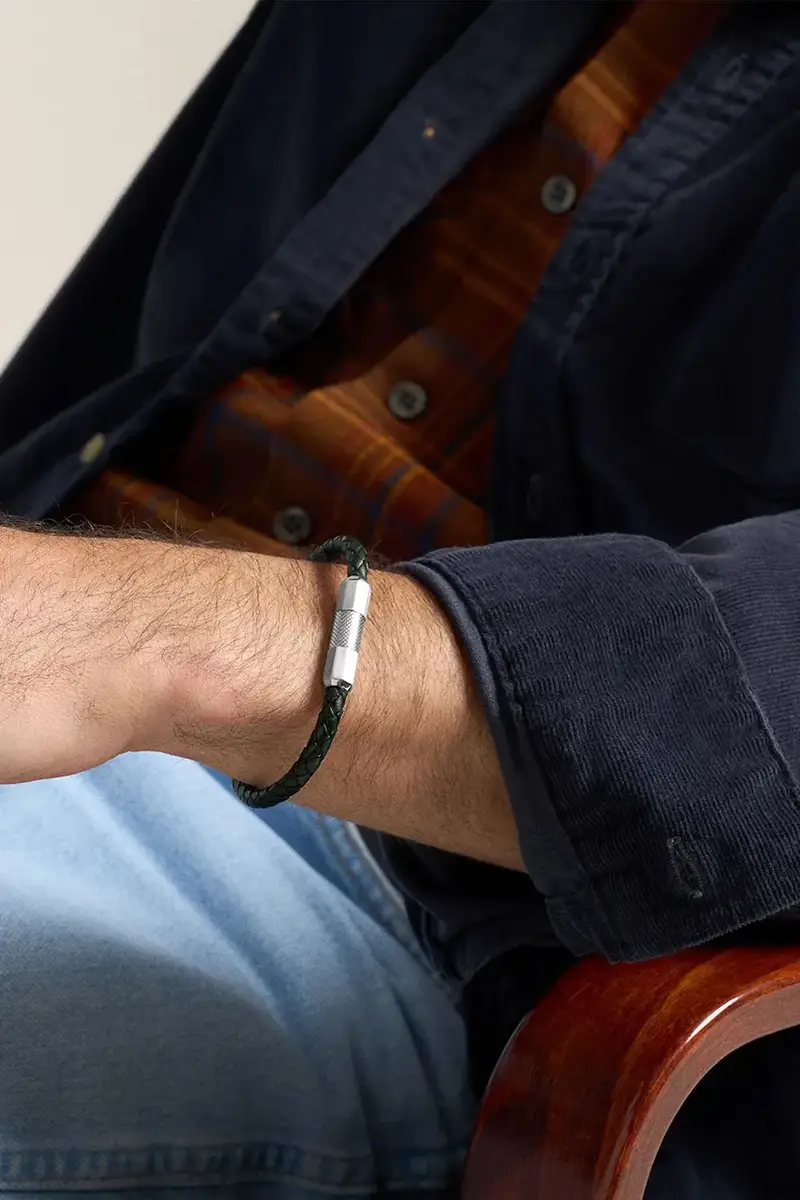 bracciale in pelle uomo JF04919040 Argento miniatura 4