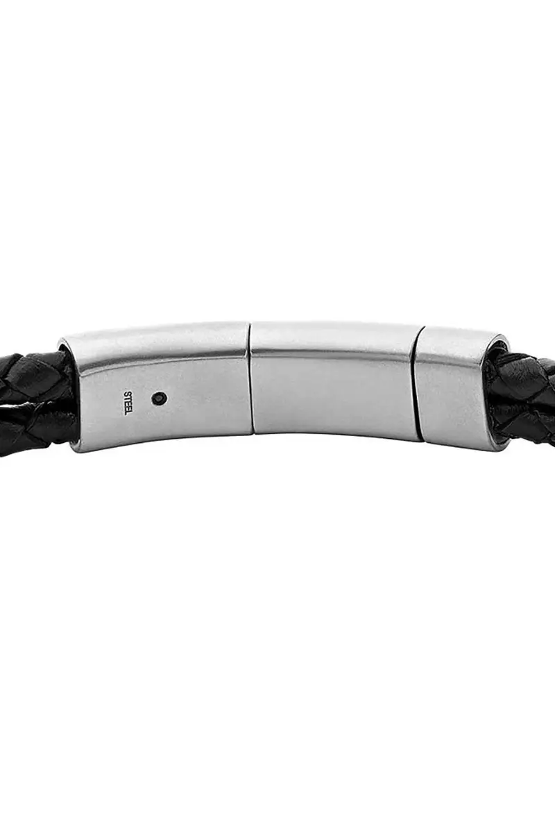 bracciale in pelle uomo Nero miniatura 3