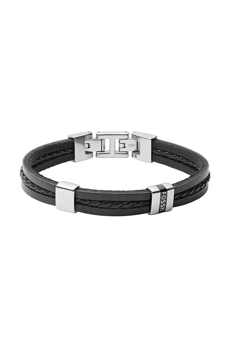 bracciale in pelle uomo Nero