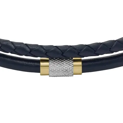 Fossil Bracciale multifilo All Stacked Up da uomo in pelle blu navy, JF04703998 miniatura 2
