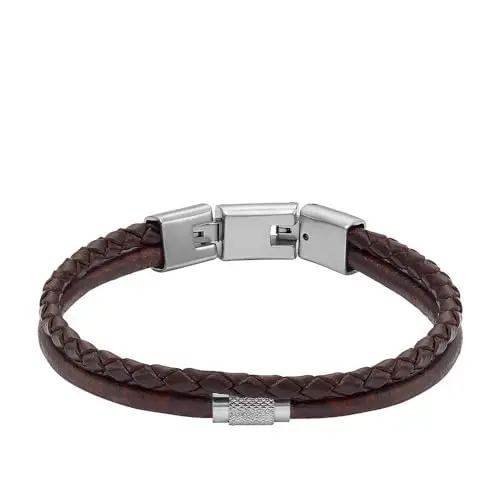 Fossil Bracciale multifilo All Stacked Up da uomo in pelle marrone, JF04702040
