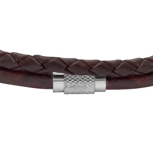 Fossil Bracciale multifilo All Stacked Up da uomo in pelle marrone, JF04702040 miniatura 2