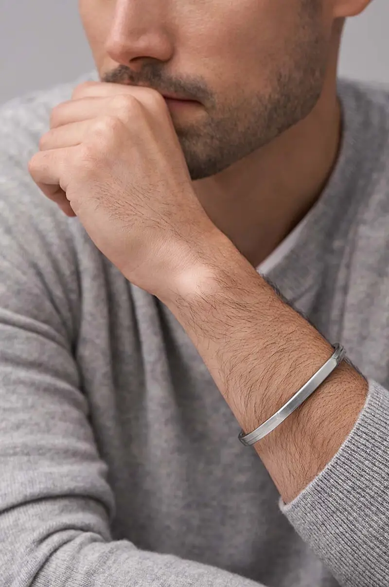 braccialetto uomo Argento miniatura 4