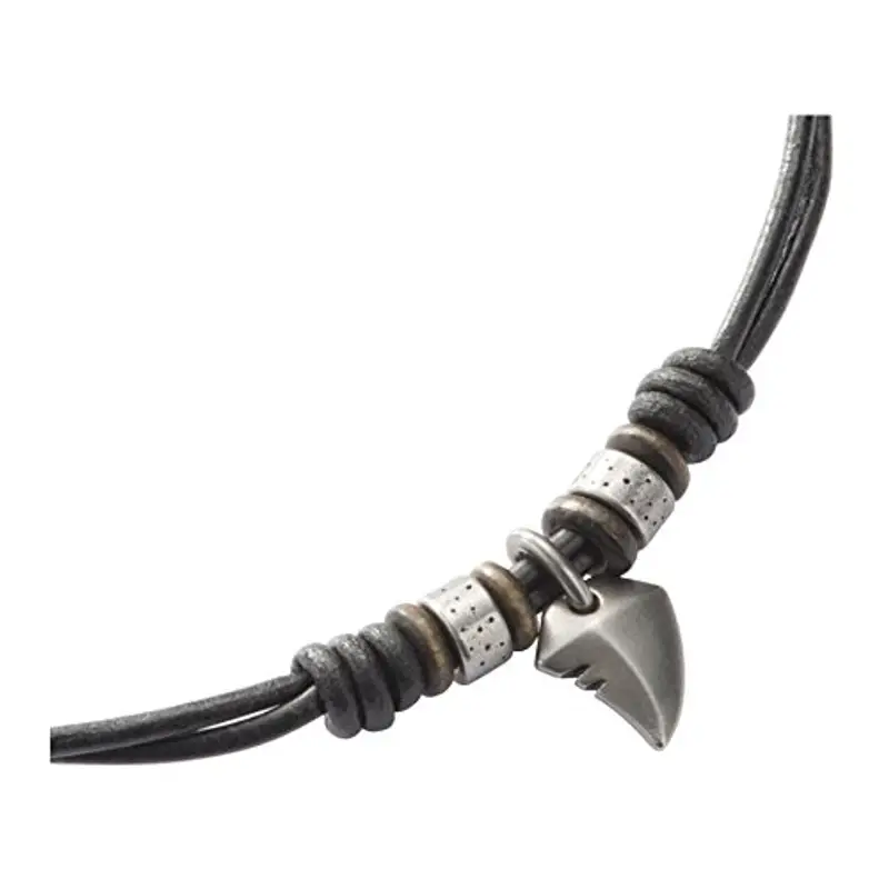 Fossil Collana Da Uomo Vintage Casual, Misure: Lunghezza: 45 Cm + 5 Cm Collana In Pelle Nera, JF85832040 miniatura 2