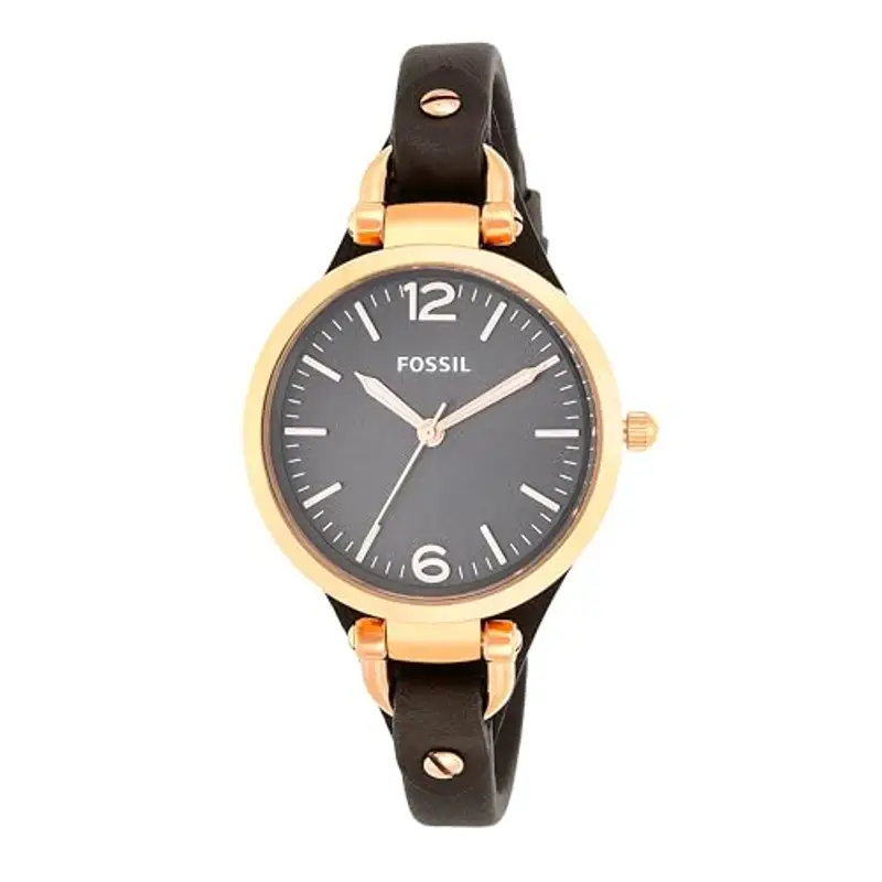 Fossil Georgia Orologio per donna, Movimento al quarzo a tre lancette con cinturino in pelle, Grigio E Oro Rosa miniatura 2