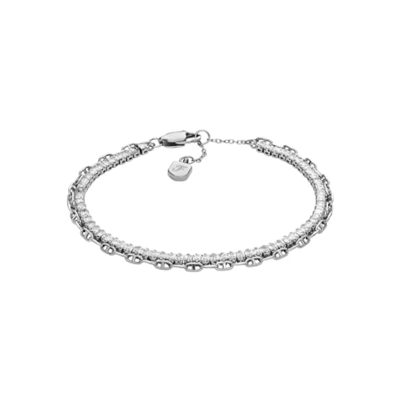 Fossil Heritage D-Link Glitz JA7273040 - Bracciale da donna in metallo argentato, Eine Grösse, Ottone, Nessuna pietra preziosa, Grigio Metallo