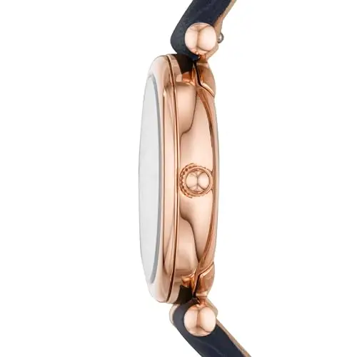 Fossil Orologio Carlie da donna, Movimento al quarzo a tre lancette con cinturino in pelle, Blu E Oro Rosa miniatura 2