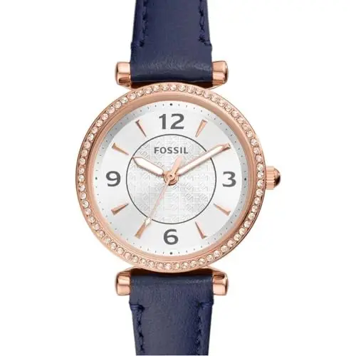 Fossil Orologio Carlie da donna, Movimento al quarzo a tre lancette con cinturino in pelle, Marrone miniatura 2
