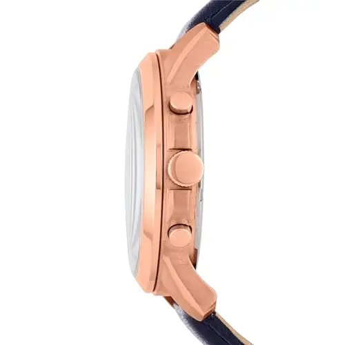 Fossil Orologio Grant da uomo, Movimento cronografo al quarzo con cinturino in pelle e acciaio inossidabile, 44 mm, Blu miniatura 2