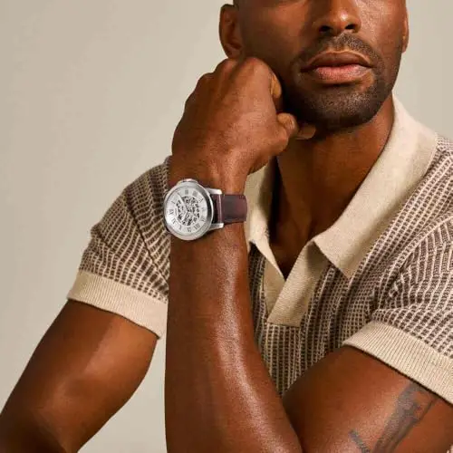 Fossil Orologio Grant da uomo, movimento meccanico automatico, cassa in acciaio inossidabile argento da 45 mm con miniatura 2