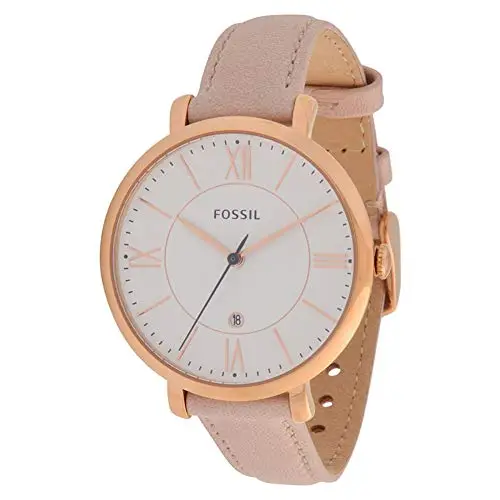 Fossil Orologio Jacqueline da donna, Movimento al quarzo a tre lancette con cinturino in pelle, Rosa Chiaro E Oro Rosa miniatura 3