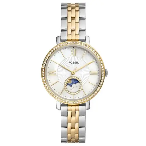 Fossil Orologio Jacqueline da donna, Movimento al quarzo a tre lancette con fasi lunari e cinturino in acciaio
