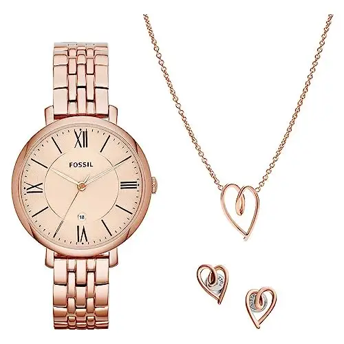 Fossil Orologio Jacqueline per donna, Movimento al quarzo a tre lancette con cinturino in acciaio inossidabile, Set di