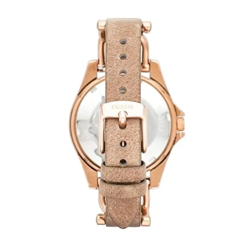 Fossil Orologio Riley da donna, movimento cronografo al quarzo con cinturino in acciaio inossidabile o in pelle, 38 mm, Beige e oro rosa miniatura 2