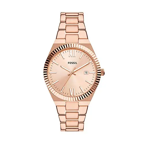 Fossil Orologio Scarlette da donna, 38 mm Movimento al quarzo con data a tre lancette e cinturino in acciaio