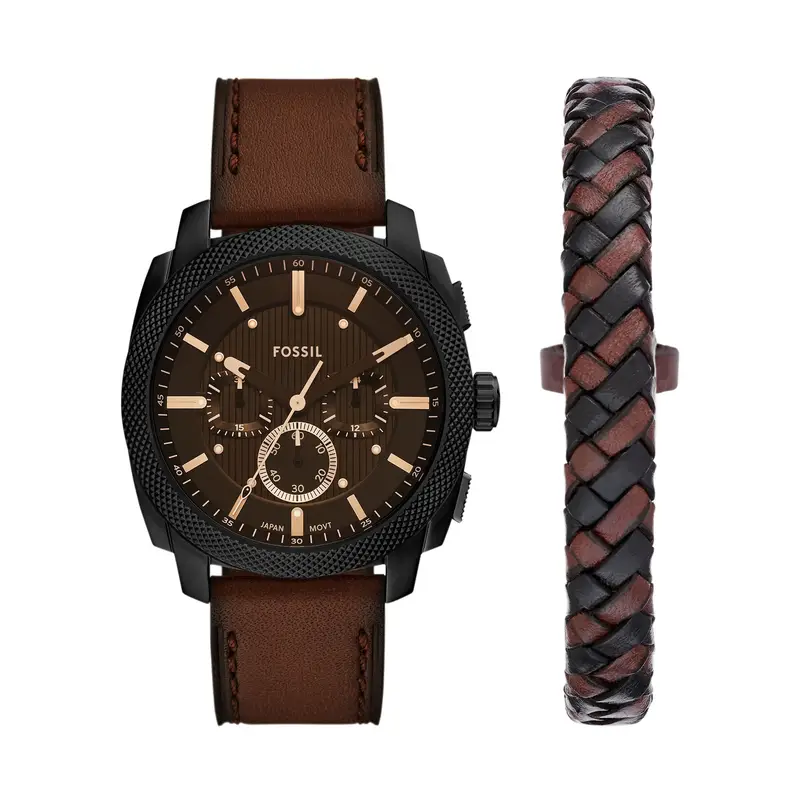 Set orologio e braccialetto Fossil Machine Chronograph FS6102SET Marrone