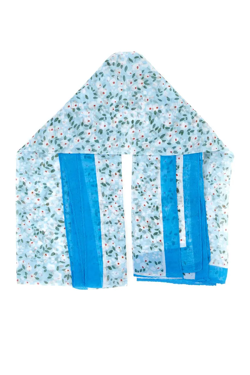 Foulard azzurra con fantasia floreale in tessuto leggero Coveri SCIAR/0996 miniatura 2