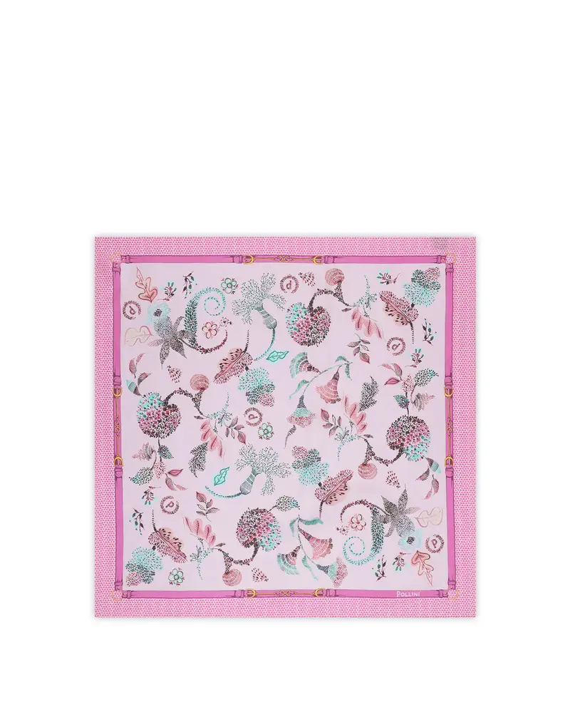 Foulard in seta con stampa botanica ROSA, one_size, Pollini miniatura 2
