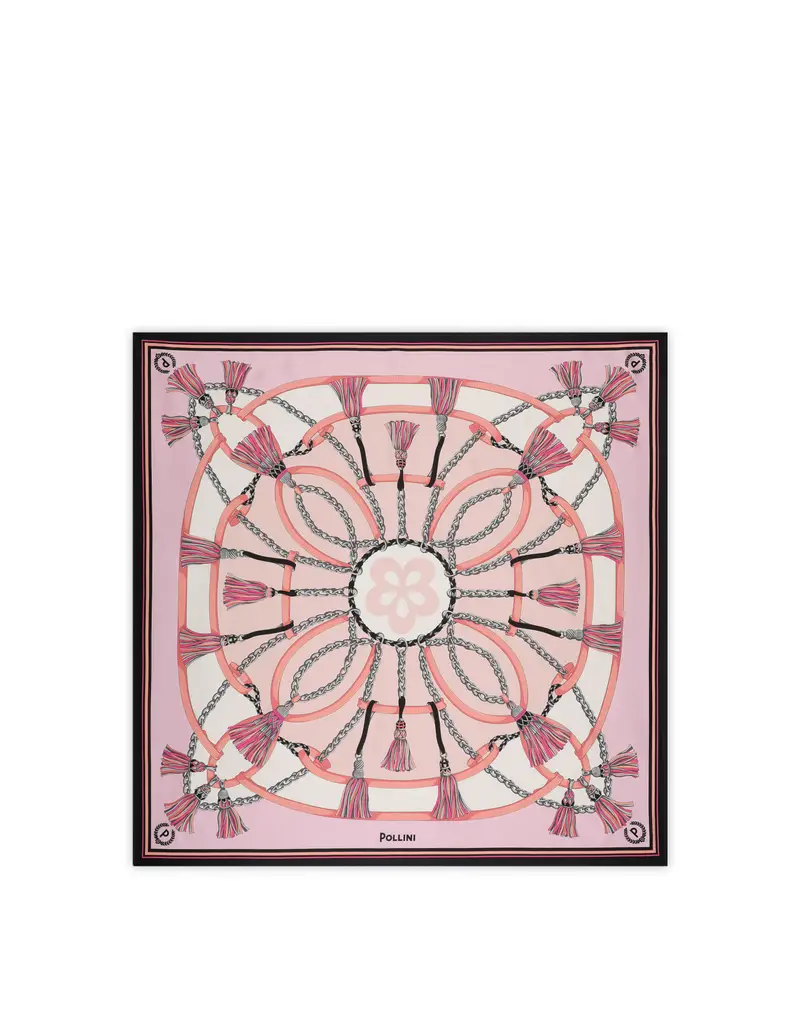 Foulard in seta con stampa con nappe ROSA, one_size, Pollini miniatura 2