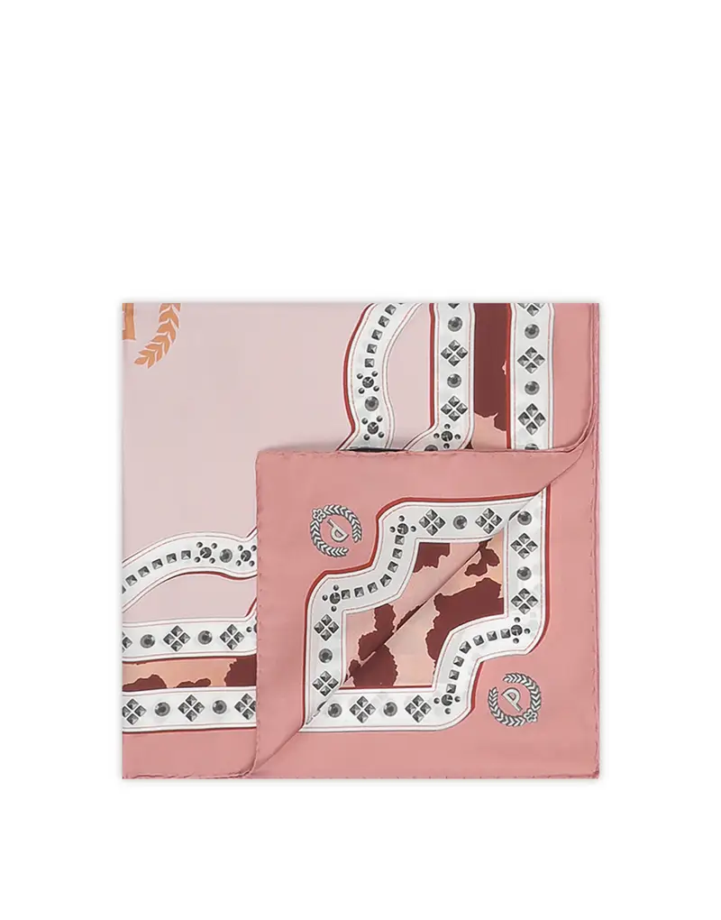 Foulard in seta con stampa leopardo e borchie ROSA, one_size, Pollini