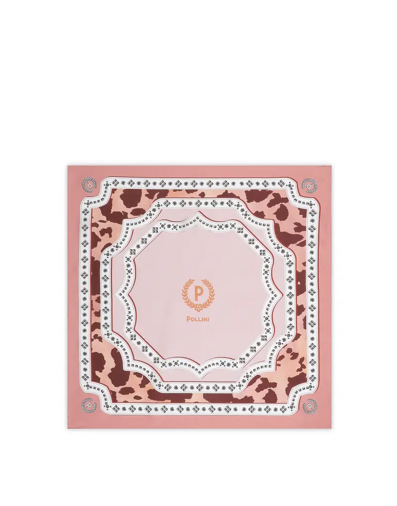 Foulard in seta con stampa leopardo e borchie ROSA, one_size, Pollini miniatura 2
