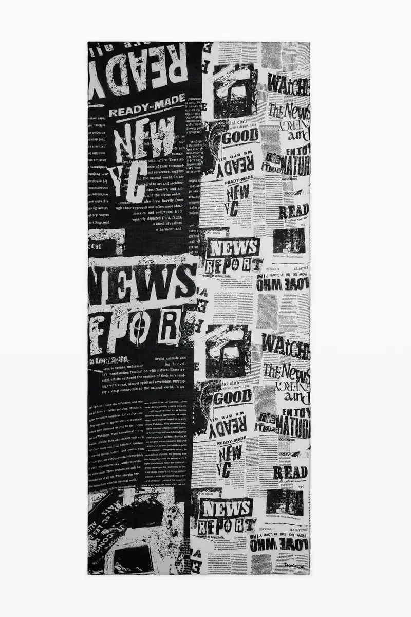 Foulard rettangolare a stampa giornale