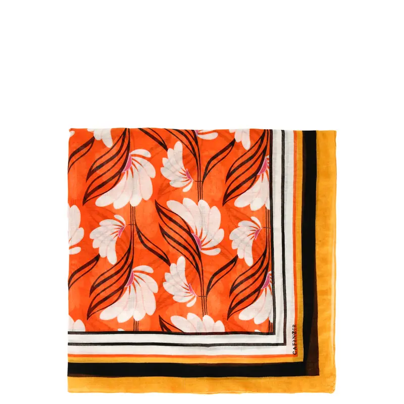 foulard stampa fiori stilizzati in voile di poliestere fiore stilizzato taglia unica