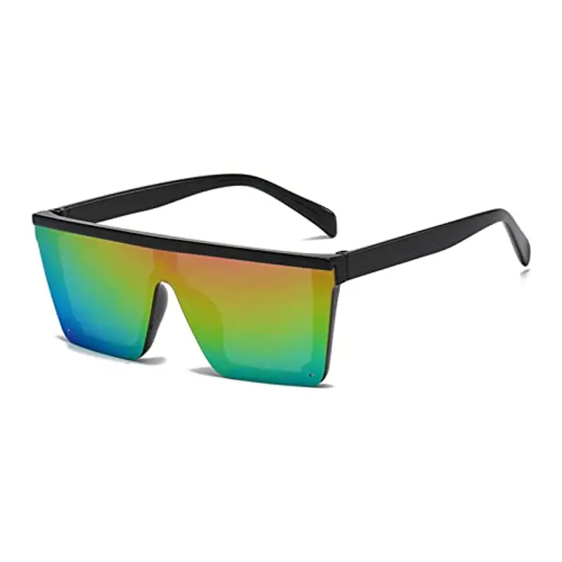 FOURCHEN Occhiali da sole quadrati oversize per ragazze ragazzi, moda Flat Top Big Frame Shades Occhiali da sole per