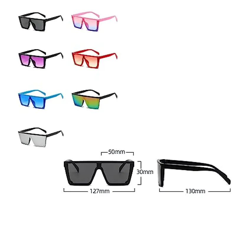 FOURCHEN Occhiali da sole quadrati oversize per ragazze ragazzi, moda Flat Top Big Frame Shades Occhiali da sole per miniatura 3