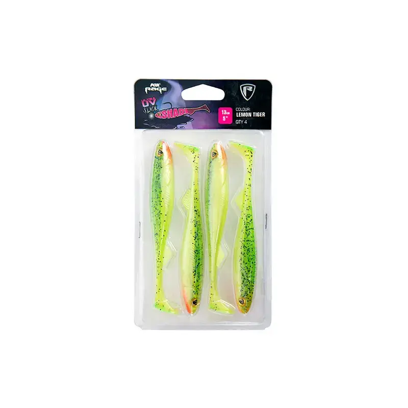 Esca morbida Fox Rage slick shad ultra UV lemontiger 5" x 4