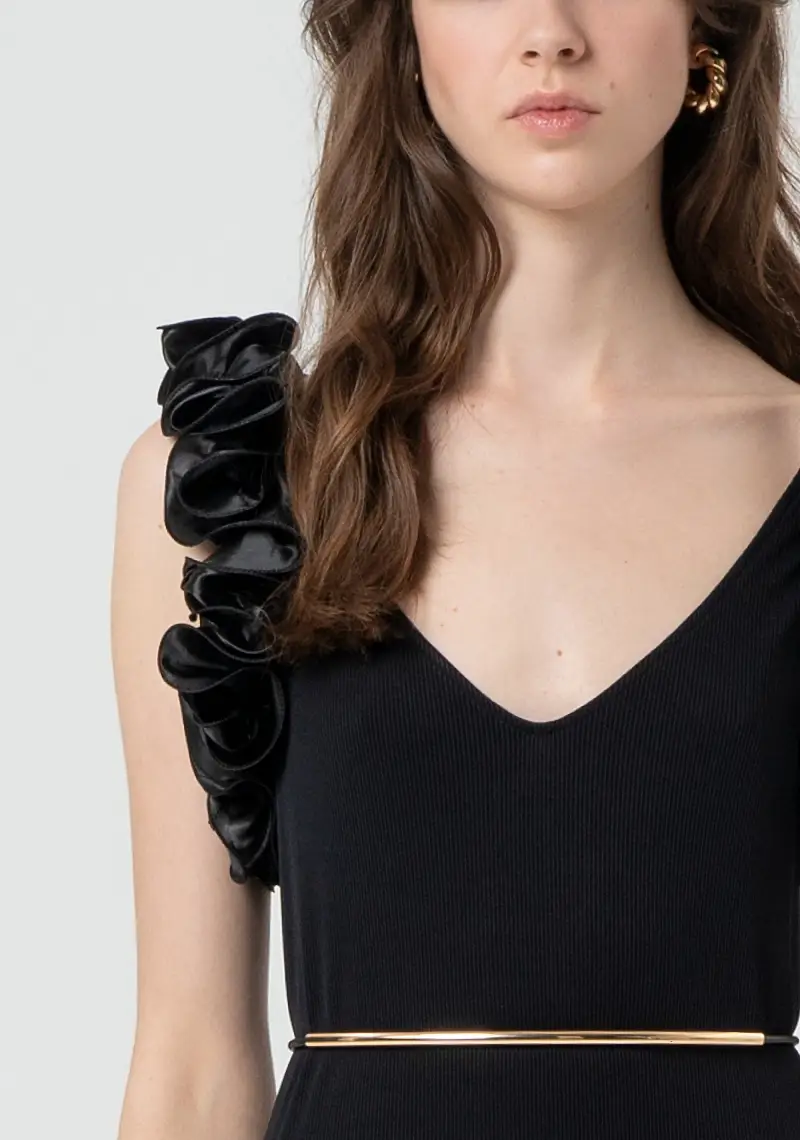 Abito aderente lungo a costine miniatura 2