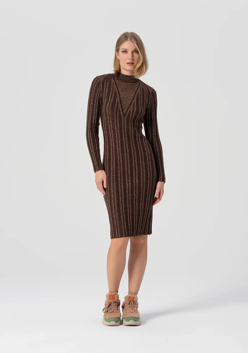 Abito aderente mini in maglia con lurex