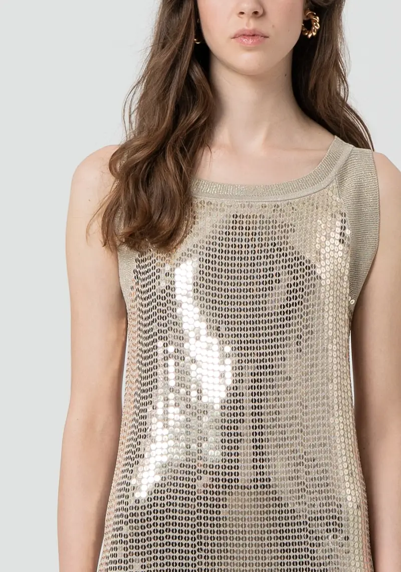 Abito aderente senza maniche mini con paillettes miniatura 2