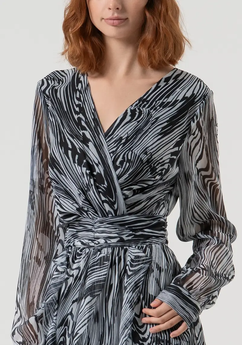 Fracomina Abito ampio lungo in georgette in fantasia optical miniatura 2