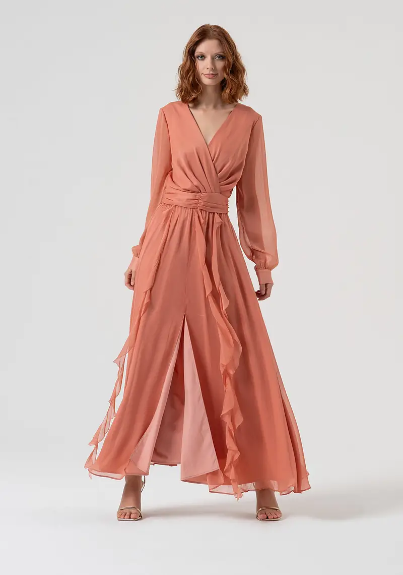 Abito ampio lungo in georgette