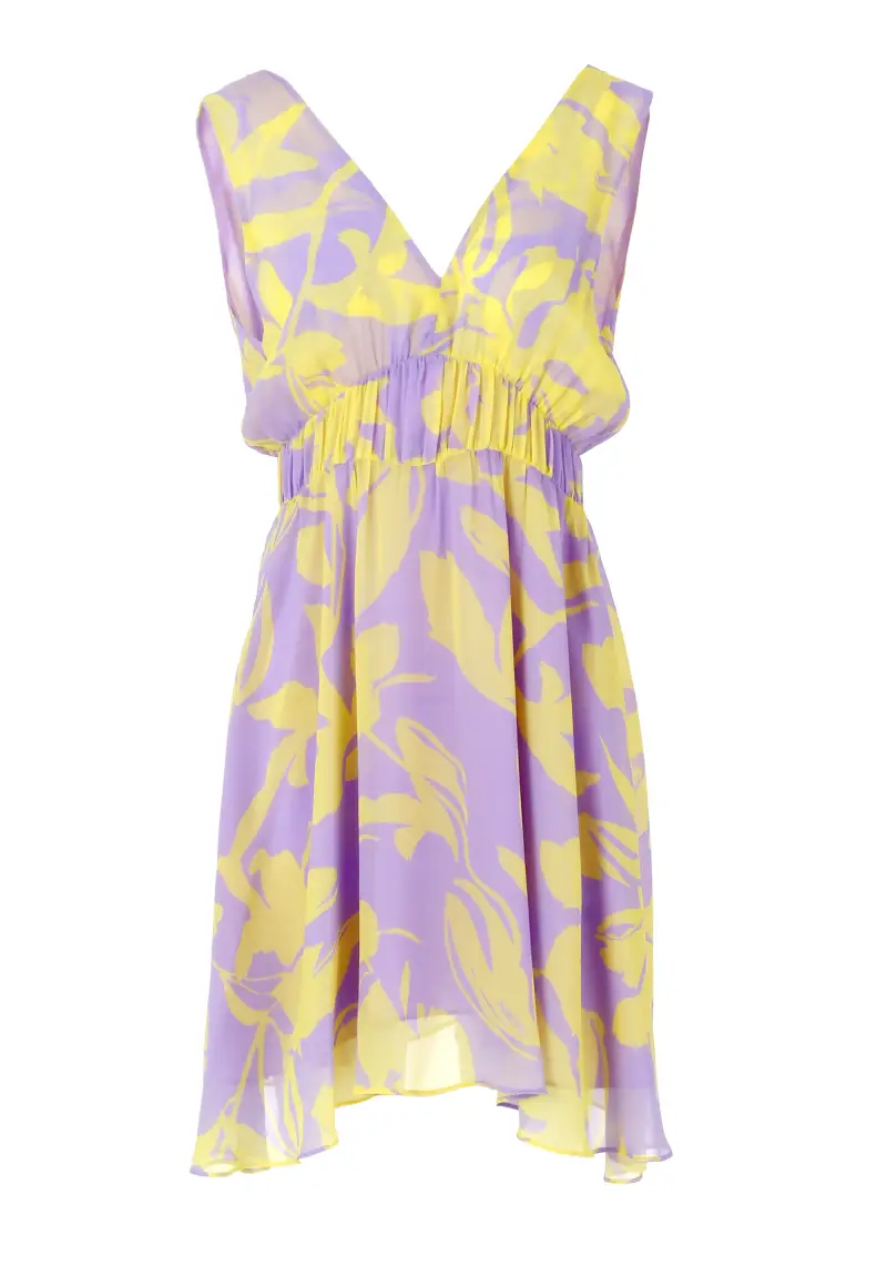 Abito Corto Stampa Floreale Astratta