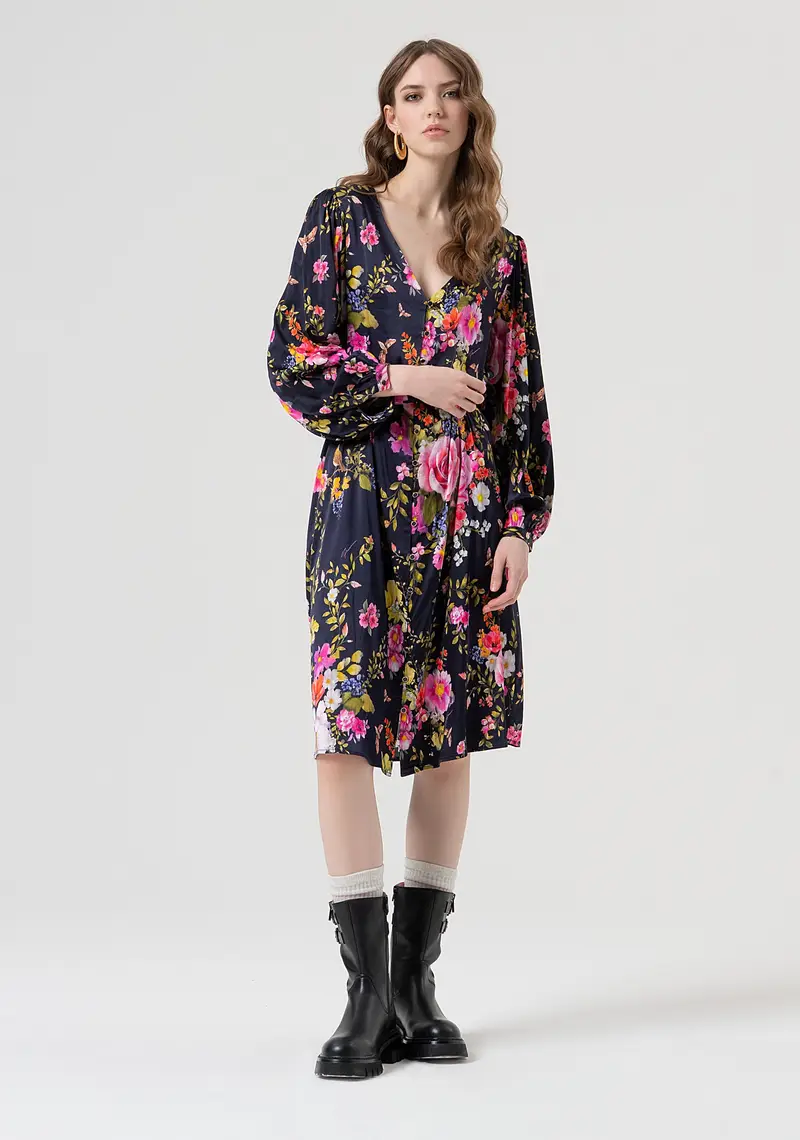 Abito flare midi in fantasia floreale