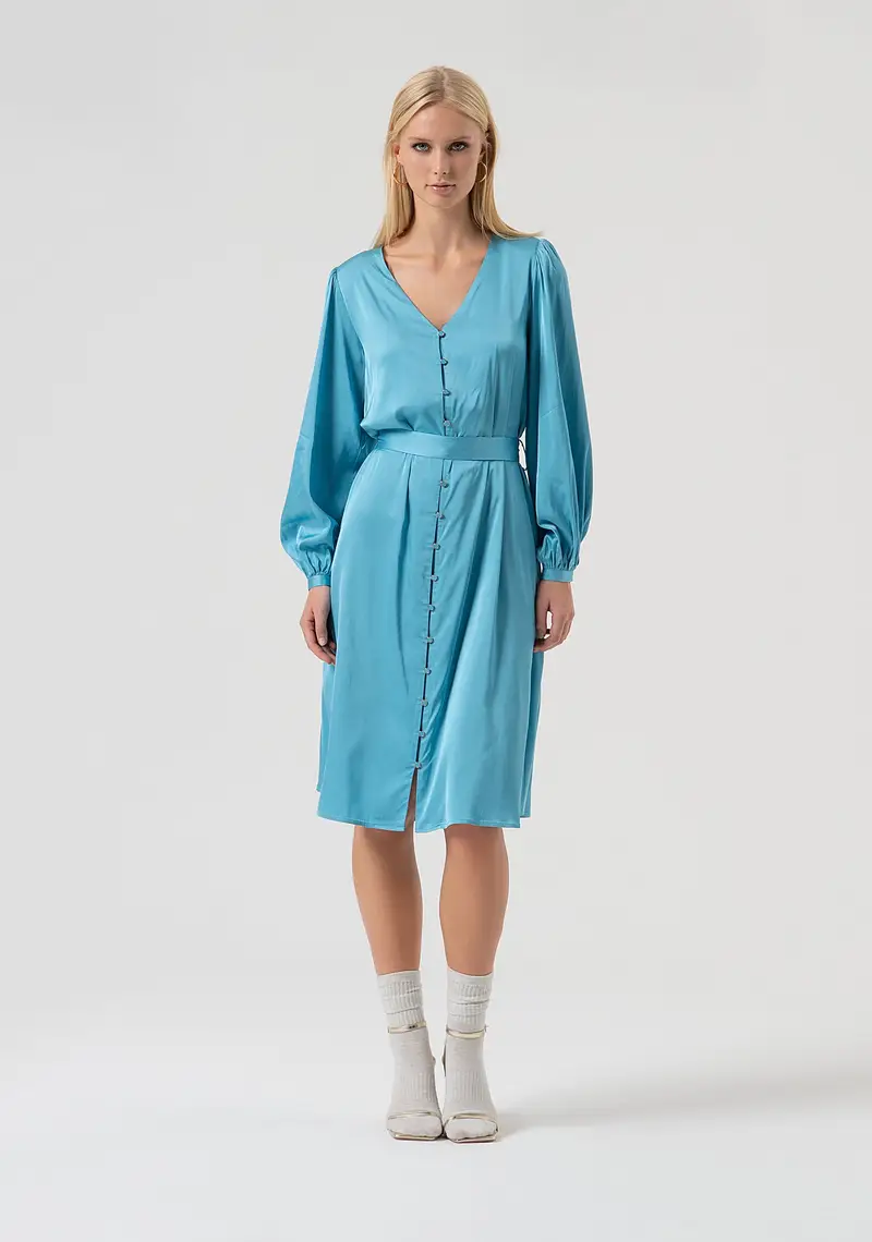 Abito flare midi in raso