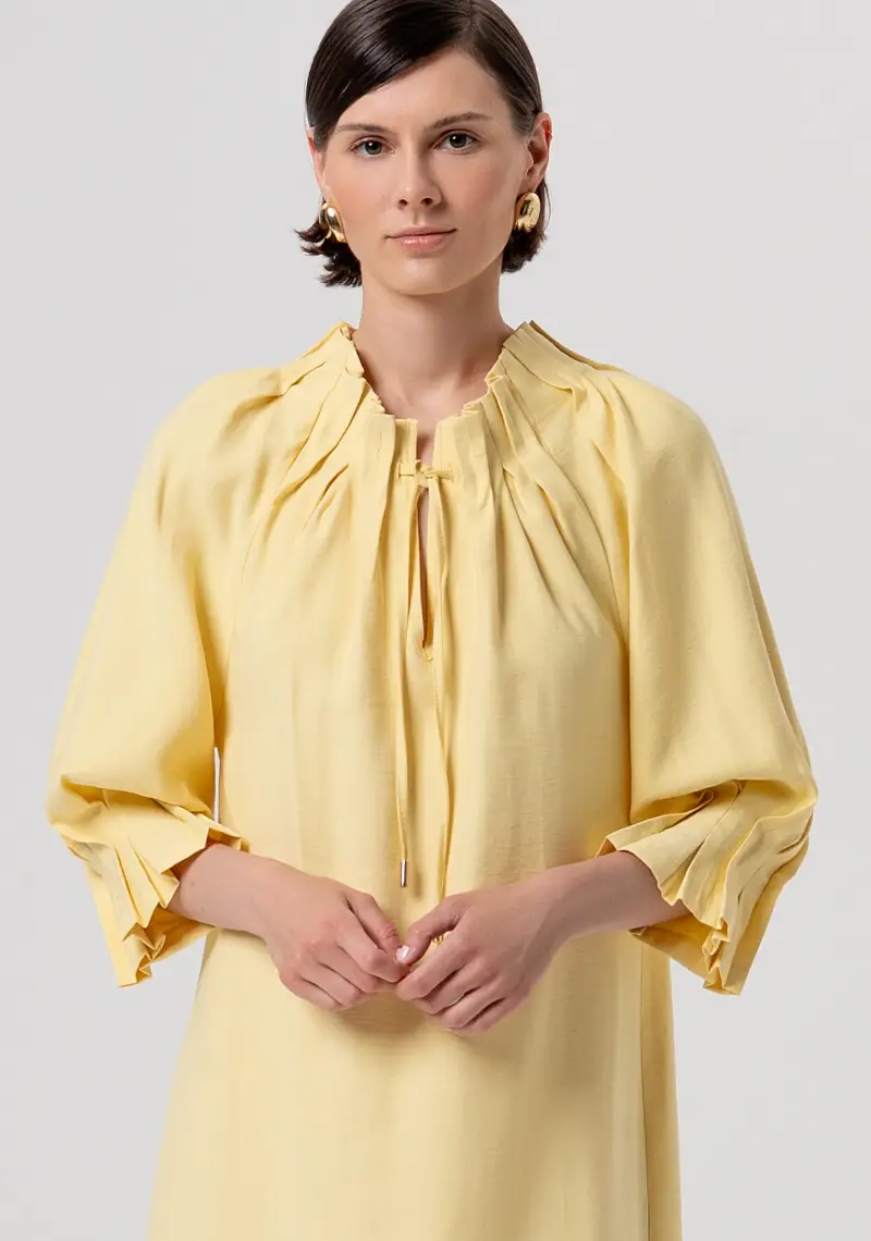 Fracomina Abito midi linea ad A giallo miniatura 2